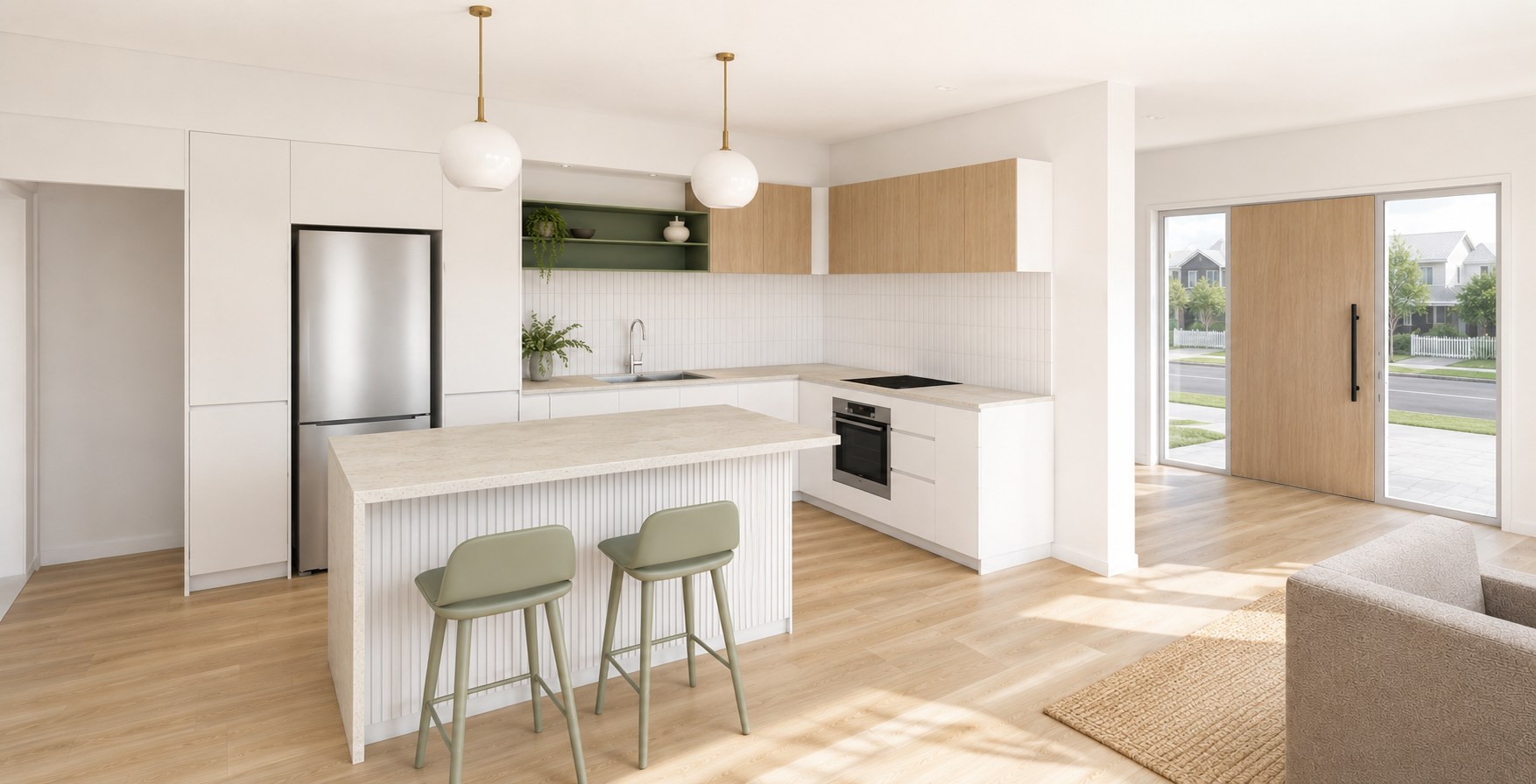 3D visualisation of a kitchen concept — Jindalee House, Brisbane, CKH Interiors